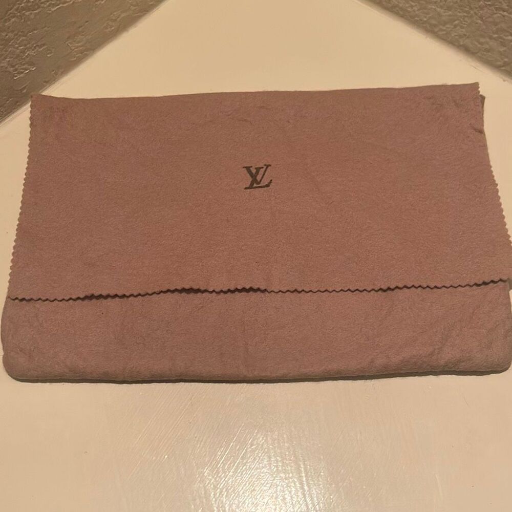 Louis Vuitton Fold Over Dust Cover Brown LV Logo Front Storage Travel Luxury
